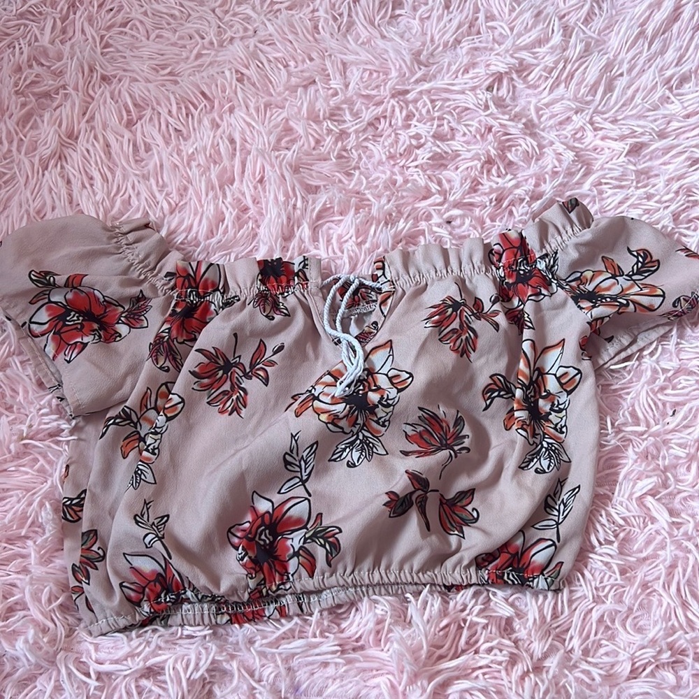Pink off the shoulder crop top